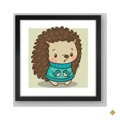 Quadro Infantil Inverno III - 30x30cm - Moldura Caixa Preto