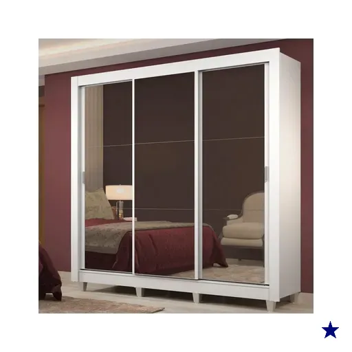 Guarda Roupa Casal Madesa Lyon Plus 3 Portas de Correr de Espelho 4 Gavetas com…