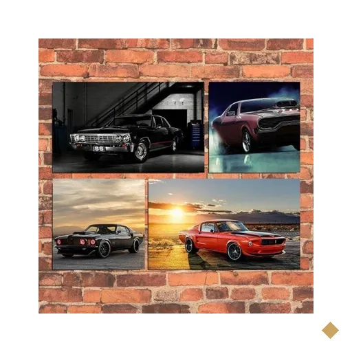 Conjunto com 4 Telas Carros Antigos