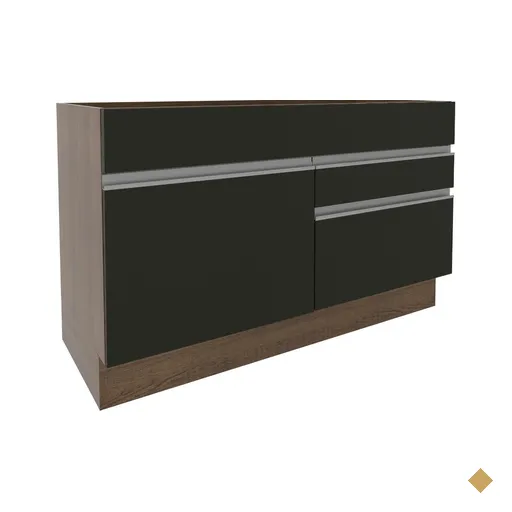 Balcão Gabinete de Pia Armário de Cozinha 120 cm 1 Porta 2 Gavetas…