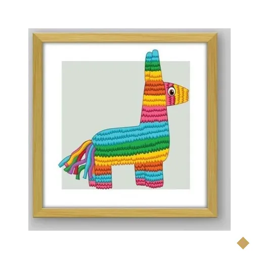 Quadro Infantil Cavalo Colorido - 40x40cm - Moldura Caixa Madeira