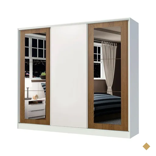 Guarda-Roupa Casal Madesa Eros 3 Portas de Correr com Espelhos