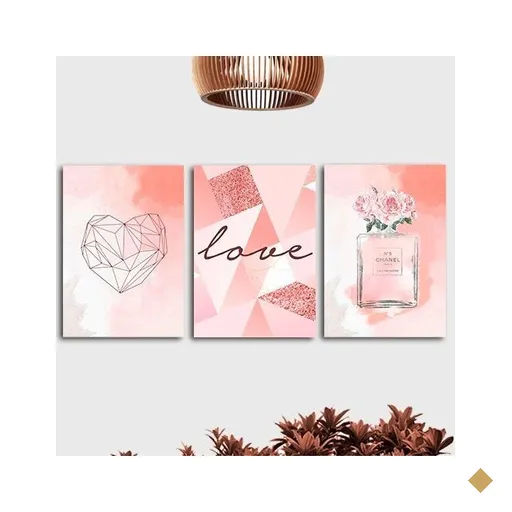Kit 3 Placas Decorativas Love Geométrico Chanel 20x30