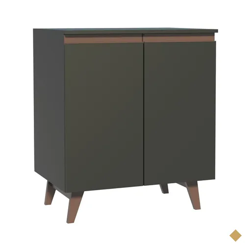 Balcão Armário de Cozinha 70 cm 2 Portas Preto Reims Madesa
