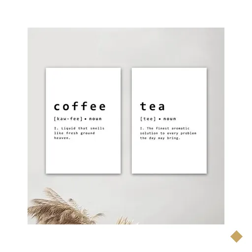 Kit 2 Placas Decorativas Café e Chá Minimalista 20x30