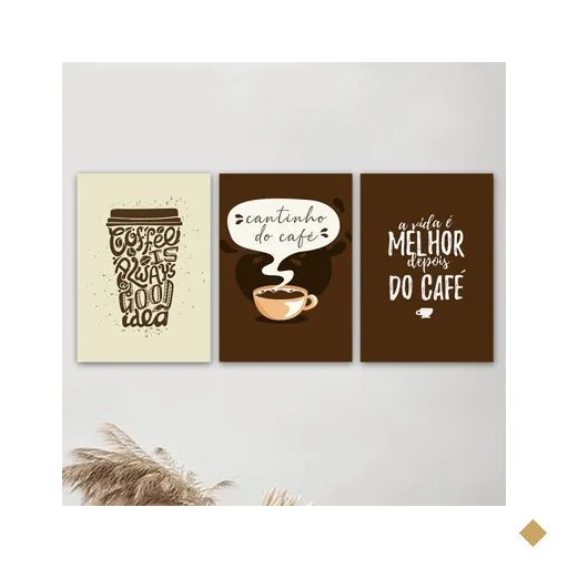 Kit 3 Placas Decorativas Cantinho do Café 20x30