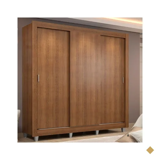 Guarda Roupa Casal Madesa Lyon com 3 Portas de Correr 2 Gavetas com Pés