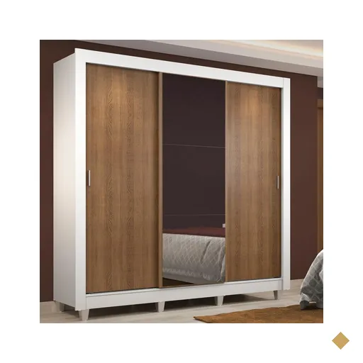 Guarda Roupa Casal Madesa Lyon 3 Portas de Correr com Espelho 2 Gavetas com…
