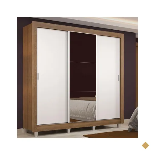 Guarda Roupa Casal Madesa Lyon 3 Portas de Correr com Espelho 2 Gavetas com…