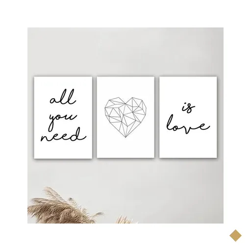 Kit 3 Placas Decorativas All You Need Is Love 20x30