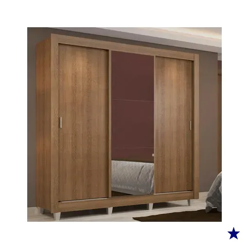 Guarda Roupa Casal Madesa Lyon 3 Portas de Correr com Espelho 2 Gavetas com…