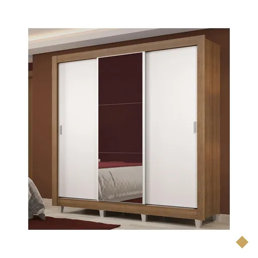 Guarda Roupa Casal Madesa Lyon Plus 3 Portas de Correr com Espelho 4 Gavetas…