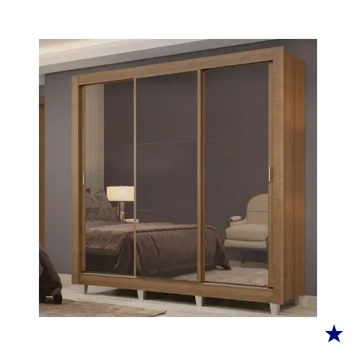 Guarda Roupa Casal Madesa Lyon Plus 3 Portas de Correr de Espelho 4 Gavetas com…