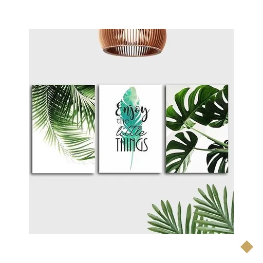 Kit 3 Placas Decorativas Folhas Folhagens Plantas 20x30