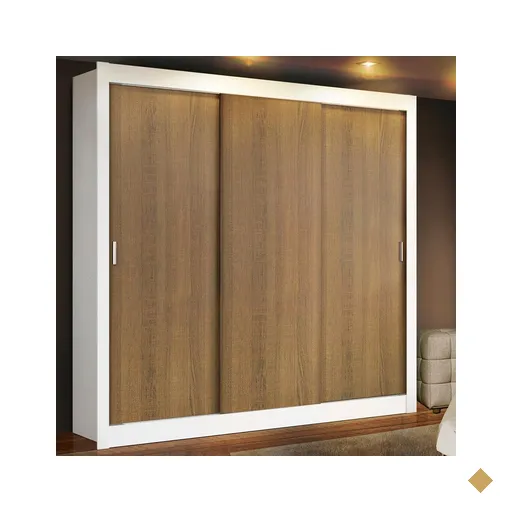 Guarda Roupa Casal Madesa Mônaco 3 Portas de Correr - Branco/Rustic