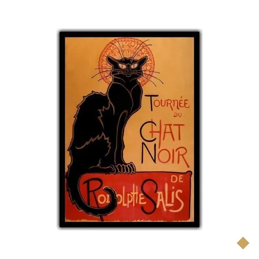 Quadro Decorativo Design Gato Preto Le Chat Noir Artes Rc030