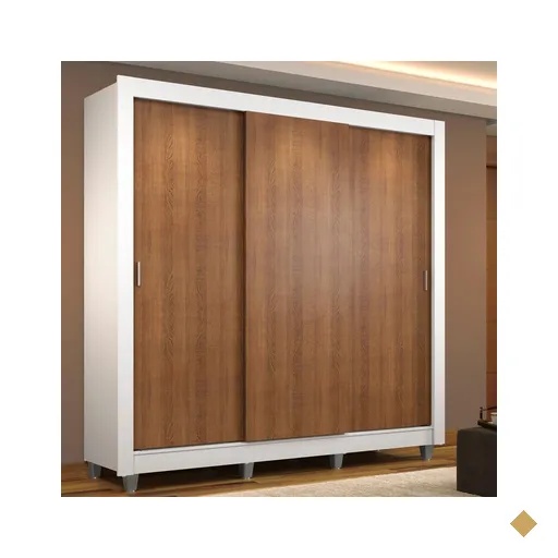 Guarda Roupa Casal Madesa Mônaco 3 Portas de Correr com Pés - Branco/Rustic