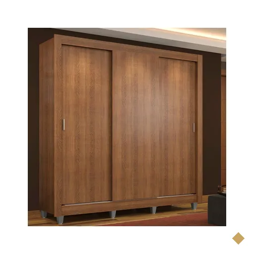Guarda Roupa Casal Madesa Mônaco 3 Portas de Correr com Pés - Rustic