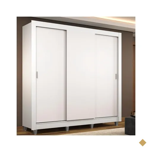 Guarda Roupa Casal Madesa Mônaco 3 Portas de Correr com Pés - Branco