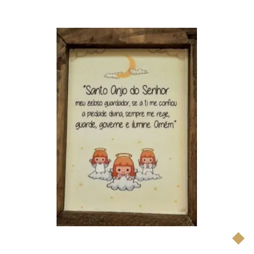 Quadro Decorativo Santo Anjo em Madeira de Pinus