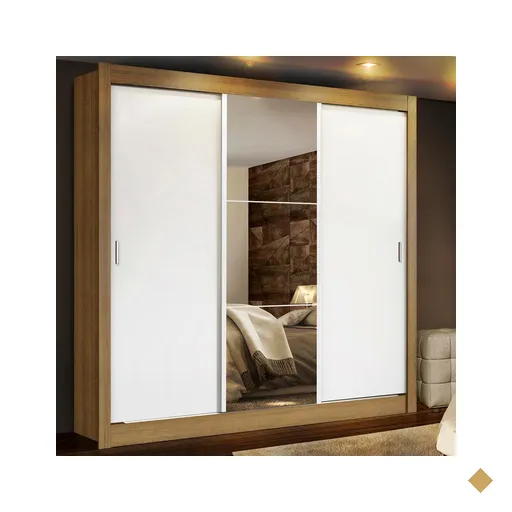 Guarda-Roupa Casal Madesa Lyon Plus / 3 Portas de Correr com Espelho 4 Gavetas…