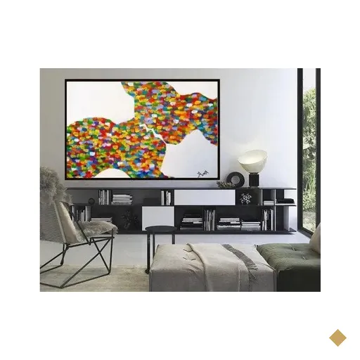 Quadro Tela Abstrato Colorido Pintura Beijo Sala