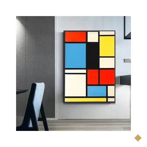 Quadro Abstrato Moderno Pronto Para Pendurar Pintado Mondria