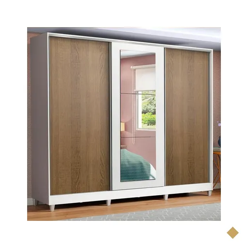 Guarda Roupa de Casal, 100% MDF - Madesa Eros, com 3 Portas de Correr com…