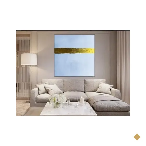 Quadro Abstrato Moderno Pintado A Mão Sala Dourado