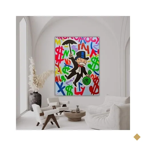 Quadro Moderno Pintado A Mão Alec Monopoly