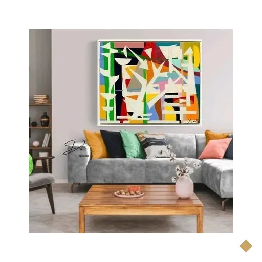 Quadro Abstrato Colorido Pintado A Mão