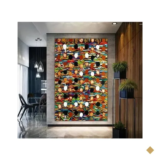Quadro Grande Moderno Pintado A Mão Abstrato Na Vertical