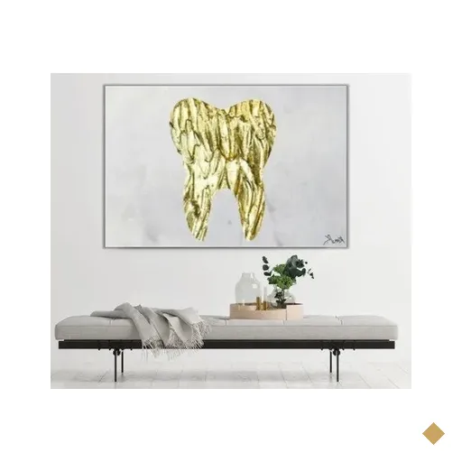 Quadro Dente Moderno Pintado A Mão Dentista Odontologia