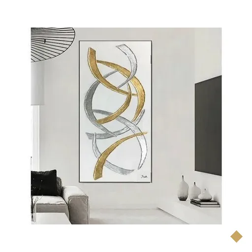 Quadro Tela Abstrato Moderno Empresa Sala Pintado Vertical