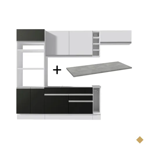 Cozinha Completa Madesa Safira com Armário, Balcão e Tampo