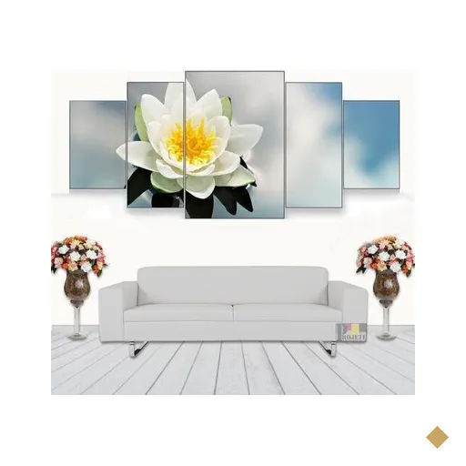Quadros Decorativo Lírios Céu Flores 5 Peças Decore Studio