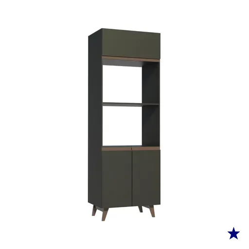Torre Quente Armário de Cozinha 70 cm 3 Portas Preto Reims Madesa