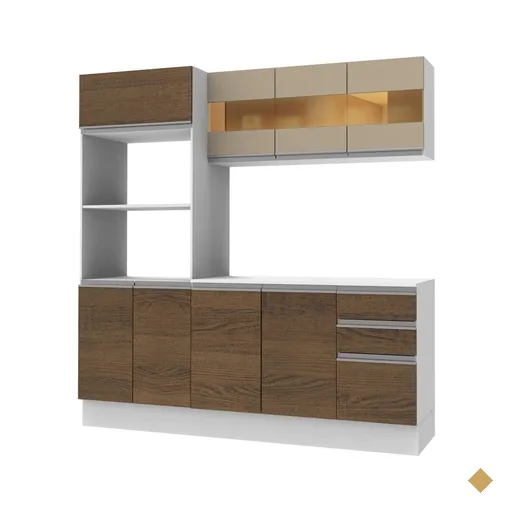 Cozinha Compacta 100% MDF Madesa Smart 190 cm Com Armário, Balcão e Tampo -…