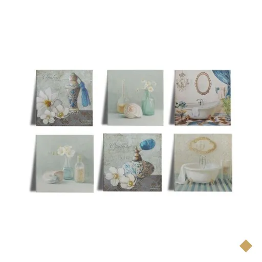 Kit 6 Quadros Decorativos Azulejo Banheiro 6 Peças 20X20Cm