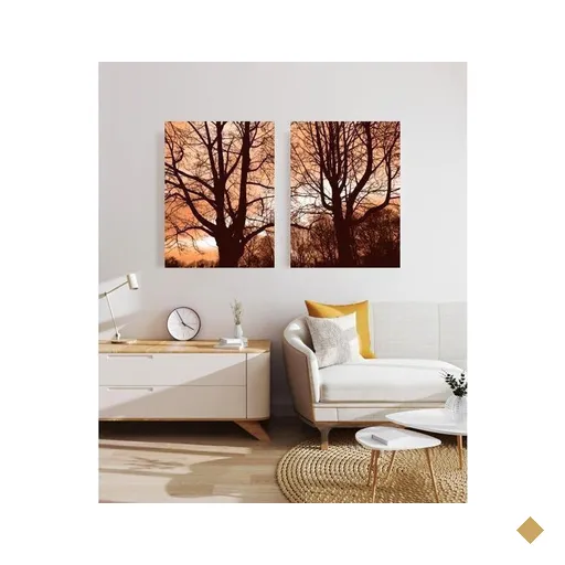 Kit 2 Quadros Decorativos Árvores Duo Partido Midiapoparte
