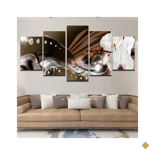 Quadros Decorativos Flor Branca Mosaico 5 Peças