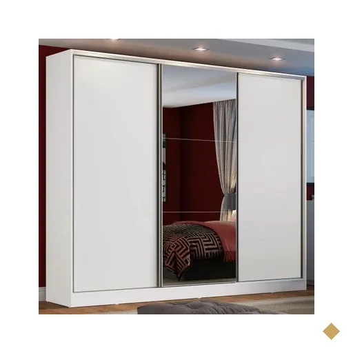 Guarda Roupa Casal 100% MDF Madesa Zurique 3 Portas de Correr com Espelho -…