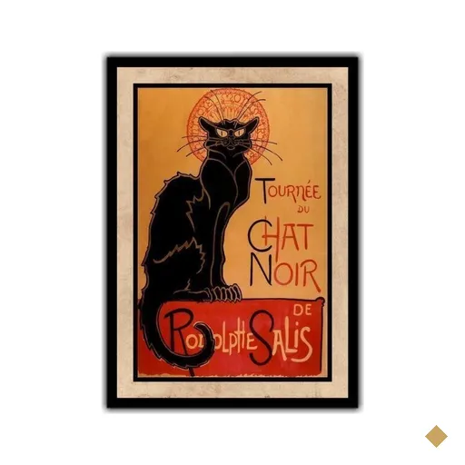 Quadro Decorativo Design Gato Preto Le Chat Noir Artes Rc031