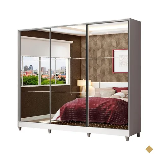 Guarda Roupa Casal 100% MDF Madesa Zurique 3 Portas de Correr de Espelho com…