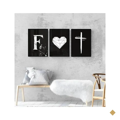 kit 3 Quadros Decorativos Ele Vive