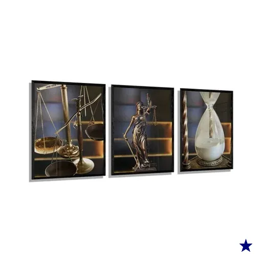 Kit 3 Quadros A3 - 43x33 cm - Justiça Direito