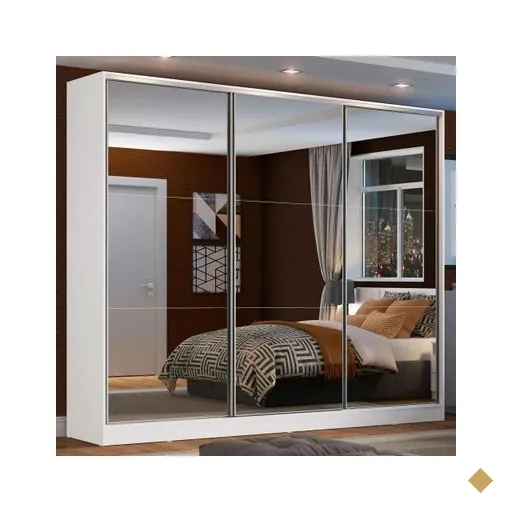 Guarda Roupa Casal 100% MDF Madesa Zurique 3 Portas de Correr de Espelho -…