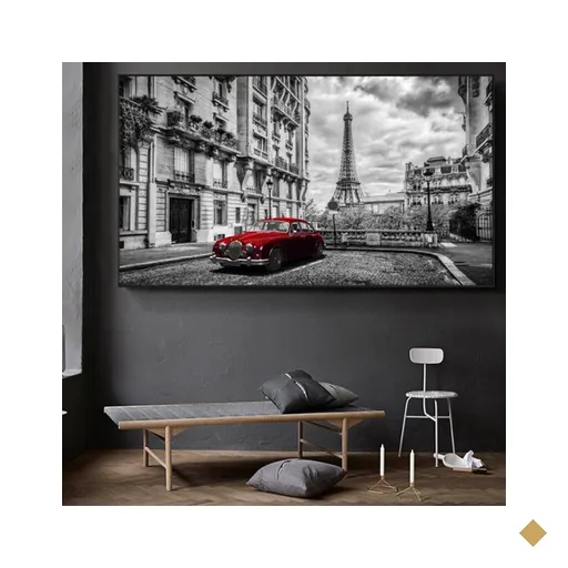 Quadro Paris Vermelho e Preto - Tela Única - 120 x 90 cm - Branca