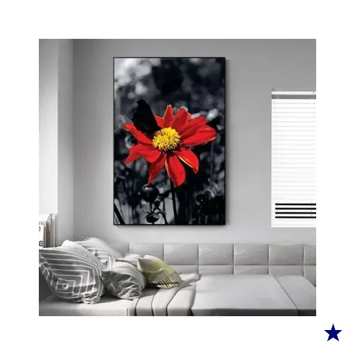 Quadro Flor Vermelha Vertical - Tela Única - 150 x 100 cm - Branca