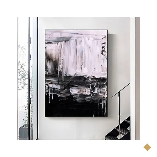 Quadro Abstrato Pintura Óleo Preto e Branco - Tela Única - 120 x 90 cm -…